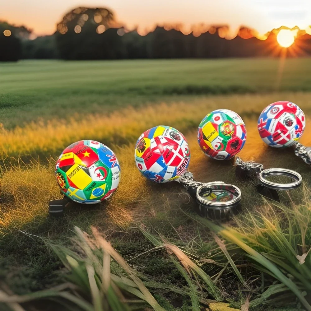 Mini Soccer Ball Key Chain Lot Of 4 Football Falls 3 D 1.25